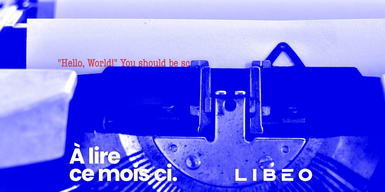 Logo de Libéo avec une machine à écrire en bleu