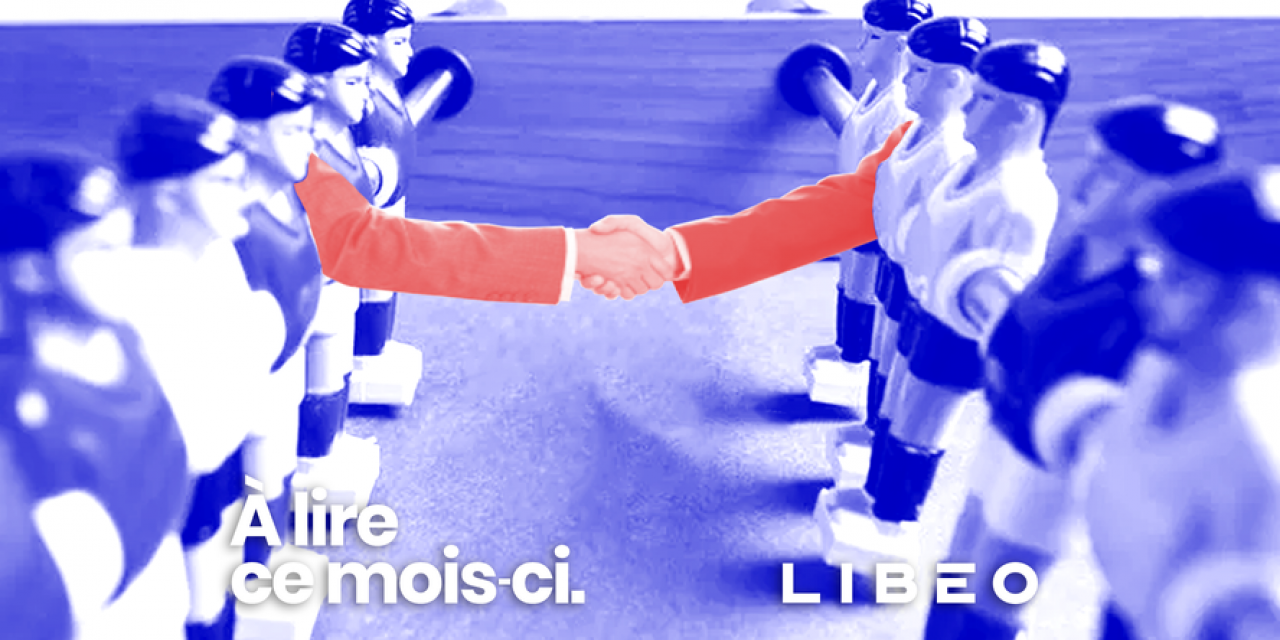 Logo de Libéo devant des joueurs des baby-foot