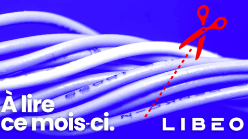 Logo de Libéo devant une paire de ciseaux