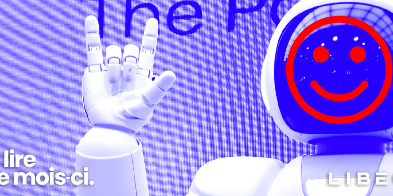 Logo de Libéo devant un robot souriant