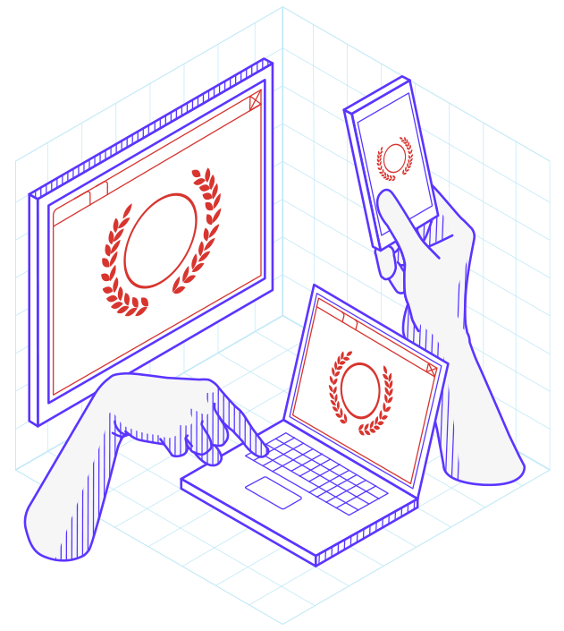 Illustration avec une main tapant sur un clavier d'ordinateur portable