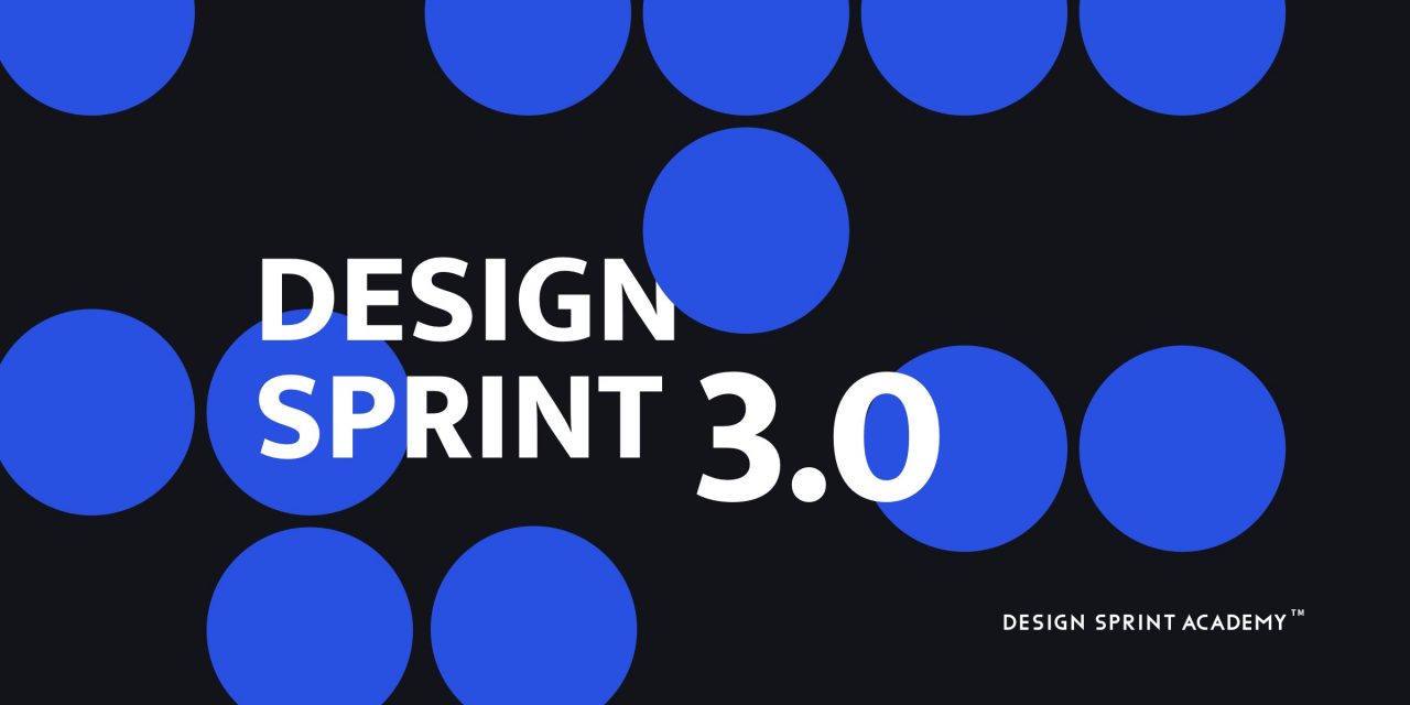 Titre de l'article entouré de plusieurs bulles bleues et du logo de la Design Sprint Academy