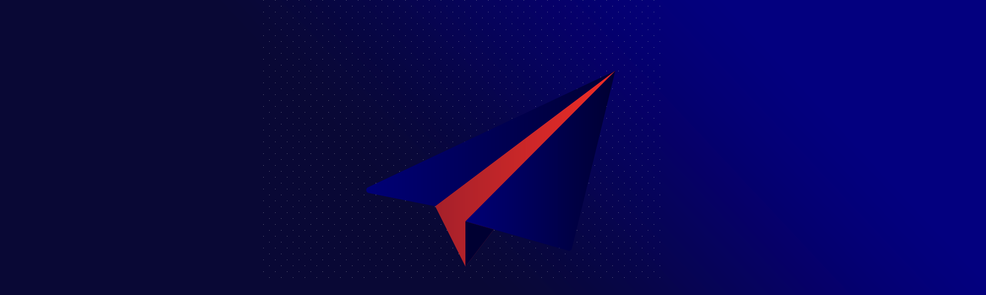Illustration avec un avion en papier bleu et rouge