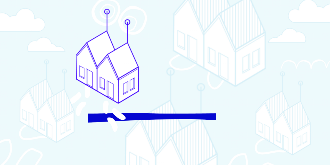 Illustration d'une maison en 3D sur fond bleu ciel