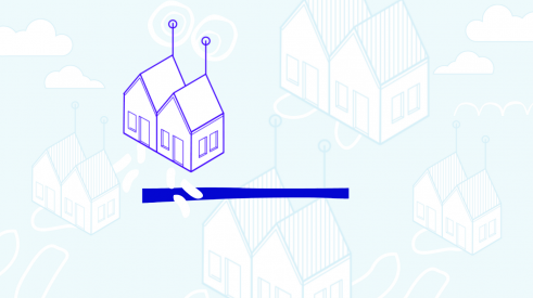 Illustration d'une maison en 3D sur fond bleu ciel