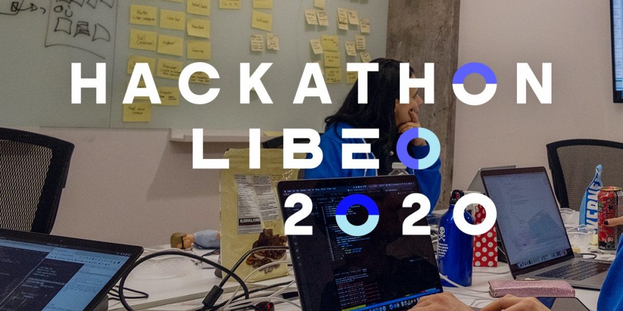 Photo avec logo du hackathon 2020 de Libéo