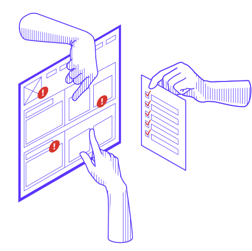Illustration avec des doigts pointant sur des interfaces Web