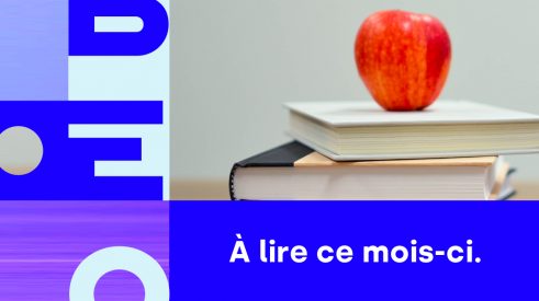 Bannière avec le nom de Libéo et l'image de livres et d'une pomme pour illustrer l'infolettre de septembre 2020