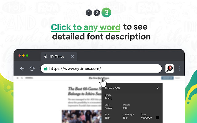 Identify the font details of Web Pages on Chrome